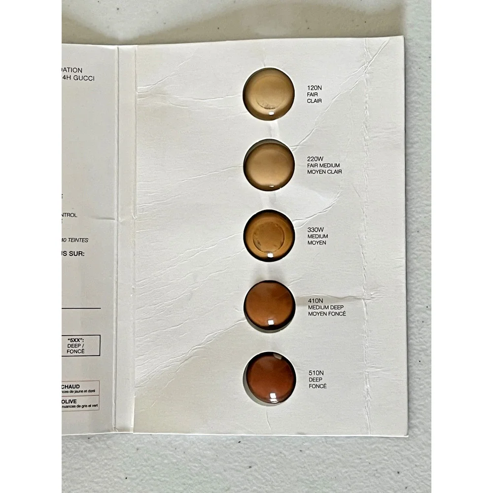 Gucci Eternite De Beaute 24H Luminous Matte Foundation 5-Shade Sample Card
